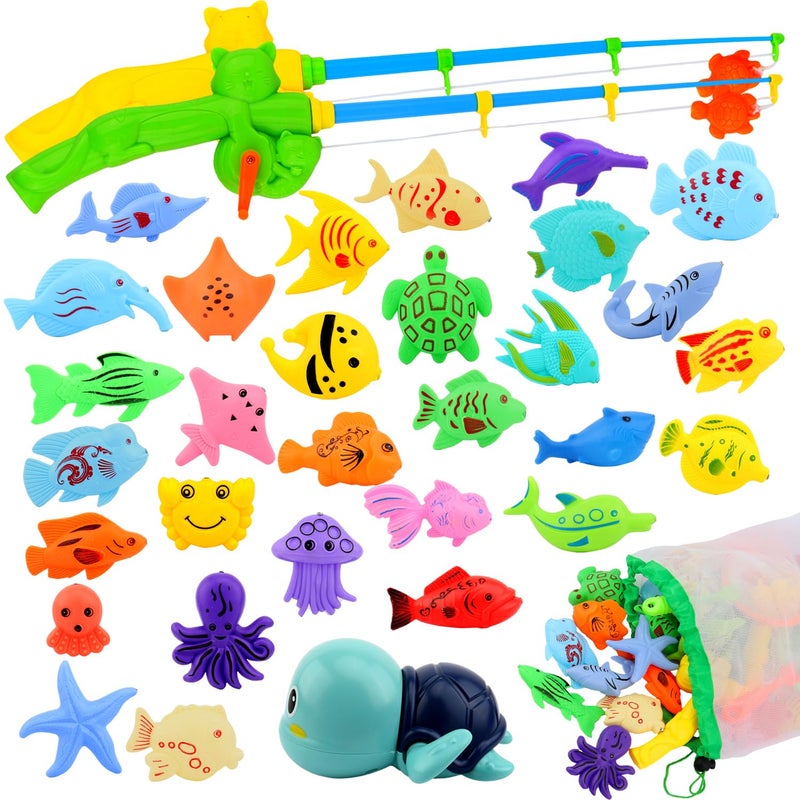 AUUGUU Magnetic Fishing Pool Toys Game, Water Table Bathtub Bath Toy - Pole Rod Floating Fish, Birthday Party Gifts for Toddler Age 3 4 5 6 Year Old, Kids Outdoor Toys - Image 1